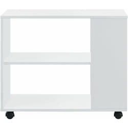 Table basse rectangulaire à roulettes pour salon meuble stylé avec étagère de stockage 60 x 70 x 35 cm blanc