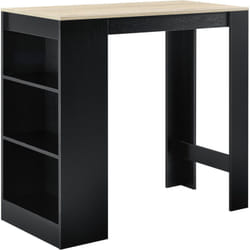 Helloshop26 - Table de bar avec rangement bistro haut avec 3 étagères 110 cm noir et chêne