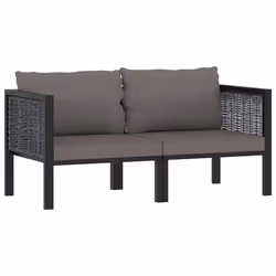 Canape a 2 places avec coussins 136 x 68 x 64 cm resine tressee anthracite