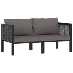 Canape a 2 places avec coussins 136 x 68 x 64 cm resine tressee anthracite