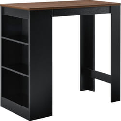 Helloshop26 - Table de bar avec rangement bistro haut 110 cm noir et effet noyer