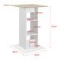 Table de bar - BISTROT - 70x70x110 cm - 3 étagères de rangement - Panneaux de copeaux - Blanc effet chêne