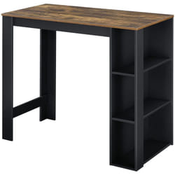 Table de bar design avec surfaces de rangement table bistrot avec 3 étagères panneaux de particules 110 x 50 x 103 cm noir chêne foncé