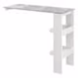 Table de bar stylee avec compartiments de rangement table bistrot 120 cm blanc et gris
