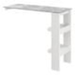 Table de bar stylee avec compartiments de rangement table bistrot 120 cm blanc et gris