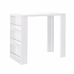 Table de bar bistrot avec 3 etageres 117 cm blanc