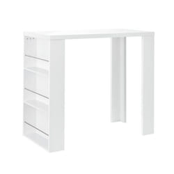 Table de bar bistrot avec 3 etageres 117 cm blanc