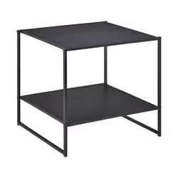 Table de chevet avec etagere de rangement metal resistant noir mat