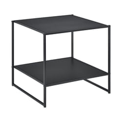Table de chevet avec etagere de rangement metal resistant noir mat