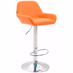 Tabouret de bar en synthétique orange pieds trompette en métal chromé réglable en hauteur et pivote à 360° Assise en synthéti ...