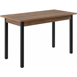 Table de salle à manger cuisine bureau mdf mélaminé acier 120 cm cm noir marron