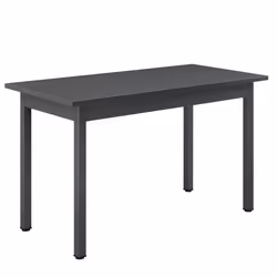 Table de salle a manger cuisine bureau MDF melamine acier 120 cm gris fonce