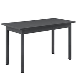 Table de salle a manger cuisine bureau MDF melamine acier 120 cm gris fonce