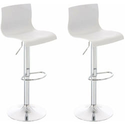 Set de 2 tabourets de bar avec repose-pieds plastique blanc design moderne hauteur réglable 100000816