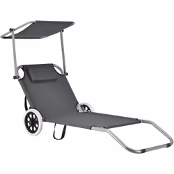 Transat avec brise-soleil et avec roulettes Ce bain de soleil en acier est le choix parfait avec le brise-soleil et avec les ...
