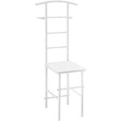 Valet de chambre porte vêtements avec cintre et porte pantalons métal MDF 107 cm blanc