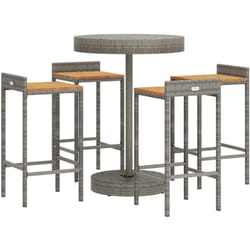 Helloshop26 - Ensemble de bar de jardin meuble extérieur terrasse 5 pièces gris poly rotin/bois massif acacia