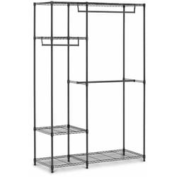 Helloshop26 - Portant étagère vêtement en métal noir 120 x 45 x 179 cm