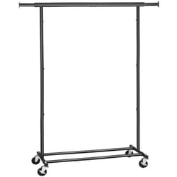 Helloshop26 - Portant à vêtements avec roulettes charge de 70 kg porte-vêtements durable pliable penderie extensible 160 cm étagère de rangement noir