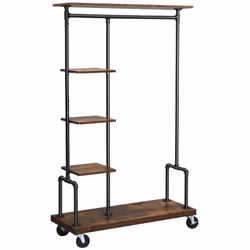 Un portemanteau qui met vos vêtements en valeur : Parfait pour le pressing, la chambre ou le salon. Avec ses planches rustiqu ...