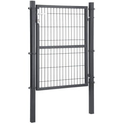 Portillon en acier galvanisé portail de clôture porte de jardin robuste et durable avec serrure poignée et clé de qualité 106 x 125 cm (l x h) gris