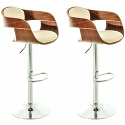 Set de 2 chaises hautes tabouret de bar avec repose-pied design moderne bois et synthétique crème 100000583