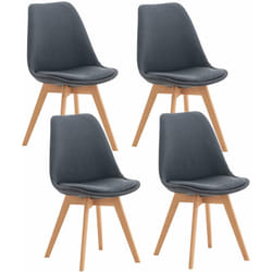 Lot de 4 chaises de salle à manger cuisine bureau style scandinave en tissu gris foncé pieds en bois 100000542