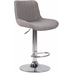 Tabouret de bar en tissu gris pied aspect chromé siège rembourré et matelassé 100000425