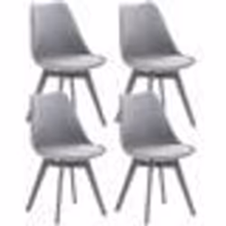 Chaises de salle à manger - Noname - Lot de 4 - Plastique gris - Pieds en bois - Design contemporain