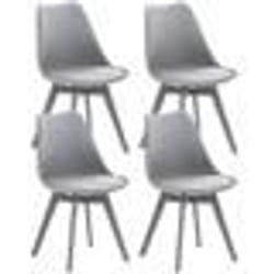 Chaises de salle à manger - Noname - Lot de 4 - Plastique gris - Pieds en bois - Design contemporain