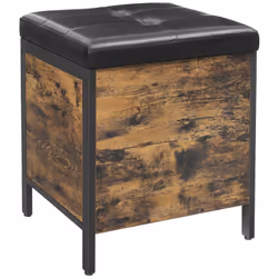 Un tabouret confortable avec un revêtement en PU agréable au toucher, un coffre de rangement élégant et un cadre en acier noi ...