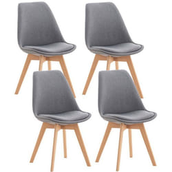 Lot de 4 chaises de salle à manger cuisine ou bureau en tissu gris clair pieds en bois