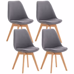 Chaises de salle à manger - Noname - Lot de 4 - Tissu gris - Pieds en bois - Style scandinave