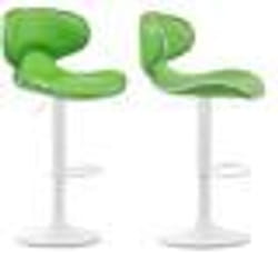 Lot de 2 tabourets de bar design contemporain pieds en metal blanc mat assise en synthetique vert 10_0000351