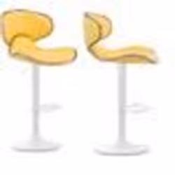 Tabourets de bar - Décoshop26 - Lot de 2 - Design contemporain - Métal blanc mat - Assise jaune en simili-cuir