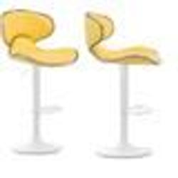 Tabourets de bar - Décoshop26 - Lot de 2 - Design contemporain - Métal blanc mat - Assise jaune en simili-cuir