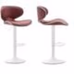 Tabourets de bar - Décoshop26 - Design contemporain - Pieds métal blanc - Assise synthétique bordeaux - Lot de 2