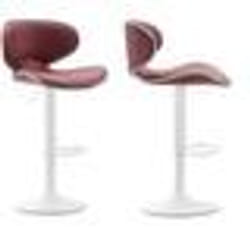 Tabourets de bar - Décoshop26 - Design contemporain - Pieds métal blanc - Assise synthétique bordeaux - Lot de 2