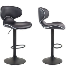 Lot de 2 tabourets de bar design contemporain pieds en metal noir assise en synthetique noir 10_0000345
