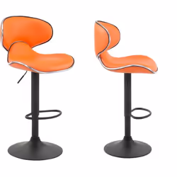Tabourets de bar - Décoshop26 - Design contemporain - Lot de 2 - Réglable en hauteur - Orange