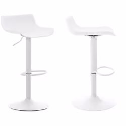 Tabourets de bar - Non spécifié - Lot de 2 - Hauteur réglable - Métal et plastique blanc - Style contemporain