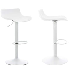 Tabourets de bar - Non spécifié - Lot de 2 - Hauteur réglable - Métal et plastique blanc - Style contemporain