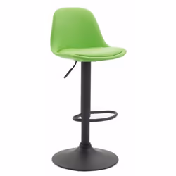 Tabouret de bar - Design moderne - Vert - Réglable en hauteur - Repose-pieds - Métal noir mat