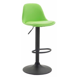 Tabouret de bar - Design moderne - Vert - Réglable en hauteur - Repose-pieds - Métal noir mat