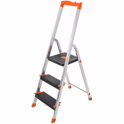 Avec sa structure en aluminium robuste, ses marches de 12 cm de large avec rainures, sa barre d’appui et ses pieds en caoutch ...