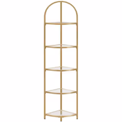 Avec son design élégant, ses étagères en verre et son cadre doré, cette étagère d'angle moderne apporte une touche luxueuse à ...