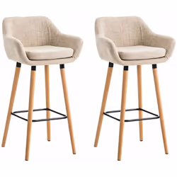 Lot de 2 tabourets de bar design et confortable avec accoudoirs Coussin d'assise amovible, stabilisé par une fermeture Velcro ...