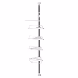 etagere de douche telescopique etagere d’angle de salle de bain hauteur 95 300 cm du sol au plafond poteau en inox 4 pla