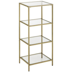 Helloshop26 - tagère de rangement pour salle de bain meuble de rangement en verre trempé à 4 niveaux robuste facile à assembler 95 cm pour salon