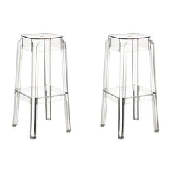 Tabourets de bar - Design moderne - Lot de 2 - Plastique transparent - Résistants UV - Empilables
